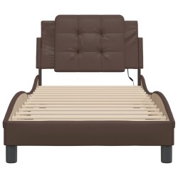 Cadre de lit avec LED sans matelas marron 80x200 cm 