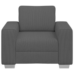 Fauteuil gris foncé 60 cm tissu velours côtelé 