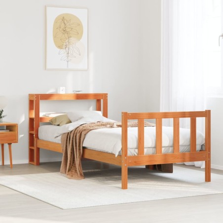 Cadre de lit avec tête de lit sans matelas cire marron 90x190cm 