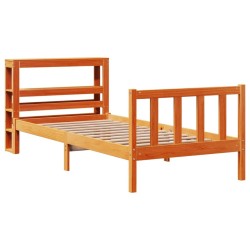 Cadre de lit avec tête de lit sans matelas cire marron 90x190cm 