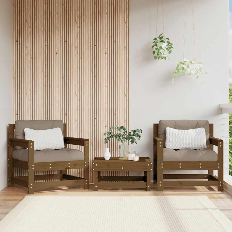 Chaises de jardin avec coussins lot de 2 marron miel 