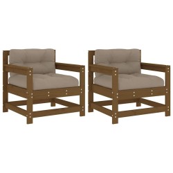 Chaises de jardin avec coussins lot de 2 marron miel 