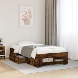 Cadre de lit sans matelas chêne fumé 90x190cm bois d'ingénierie 