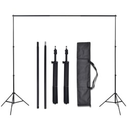 Kit de studio photo et 3 toiles de fond réglables Coton 3x3 m 