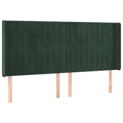 Tête de lit avec oreilles Vert foncé 163x16x118/128 cm Velours 