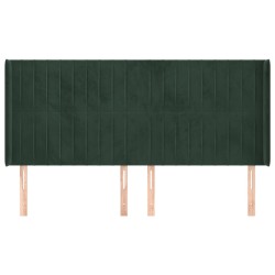 Tête de lit avec oreilles Vert foncé 163x16x118/128 cm Velours 