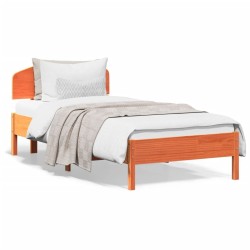 Cadre de lit sans matelas cire marron 90x200 cm bois pin massif 