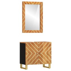 Ensemble d'armoires de bain 2 pcs marron noir bois de manguier 