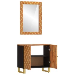 Ensemble d'armoires de bain 2 pcs marron noir bois de manguier 