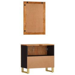 Ensemble d'armoires de bain 2 pcs marron noir bois de manguier 