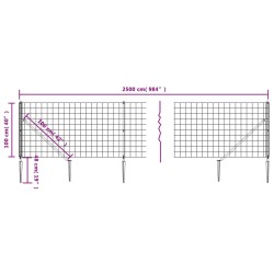 Clôture en treillis métallique et piquet d'ancrage vert 1x25 m 