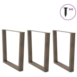 Pieds de table à manger en forme de V, 3 pièces, acier naturel, 90 x (72-73,3) cm 