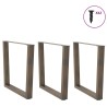 Pieds de table à manger en forme de V, 3 pièces, acier naturel, 90 x (72-73,3) cm 