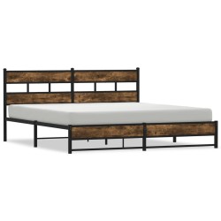 Cadre de lit en métal sans matelas chêne fumé 200x200 cm 