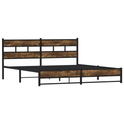 Cadre de lit en métal sans matelas chêne fumé 200x200 cm 
