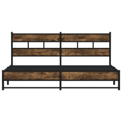 Cadre de lit en métal sans matelas chêne fumé 200x200 cm 