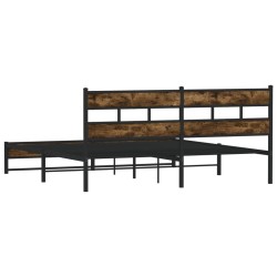 Cadre de lit en métal sans matelas chêne fumé 200x200 cm 