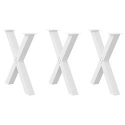 Pieds de table à manger en forme de X, 3 pièces, blanc, 70 x (72-73) cm, acier 
