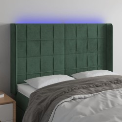 Tête de lit à LED Vert foncé 147x16x118/128 cm Velours 