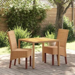 Chaises à manger lot de 2 marron rotin naturel 