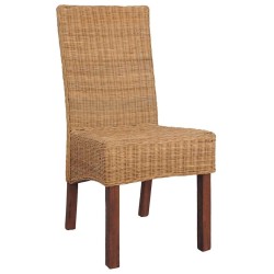 Chaises à manger lot de 2 marron rotin naturel 