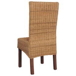Chaises à manger lot de 2 marron rotin naturel 