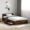 Cadre de lit avec tiroirs sans matelas chêne fumé 75x190 cm 