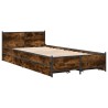 Cadre de lit avec tiroirs sans matelas chêne fumé 75x190 cm 