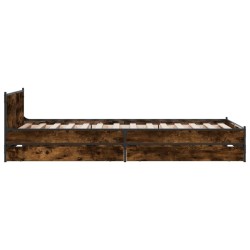 Cadre de lit avec tiroirs sans matelas chêne fumé 75x190 cm 