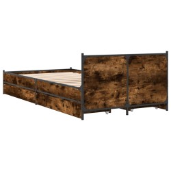 Cadre de lit avec tiroirs sans matelas chêne fumé 75x190 cm 