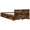 Cadre de lit avec tiroirs sans matelas chêne fumé 75x190 cm 