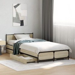 Cadre de lit avec tiroirs sans matelas chêne sonoma 75x190 cm 