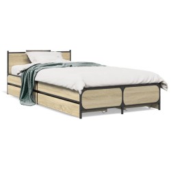 Cadre de lit avec tiroirs sans matelas chêne sonoma 75x190 cm 