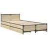 Cadre de lit avec tiroirs sans matelas chêne sonoma 75x190 cm 