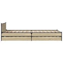 Cadre de lit avec tiroirs sans matelas chêne sonoma 75x190 cm 