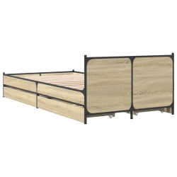 Cadre de lit avec tiroirs sans matelas chêne sonoma 75x190 cm 