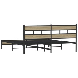 Cadre de lit en métal sans matelas chêne sonoma 183x213 cm 