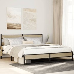 Cadre de lit en métal sans matelas chêne sonoma 200x200 cm 