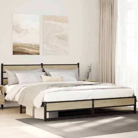 Cadre de lit en métal sans matelas chêne sonoma 200x200 cm 