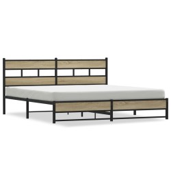 Cadre de lit en métal sans matelas chêne sonoma 200x200 cm 