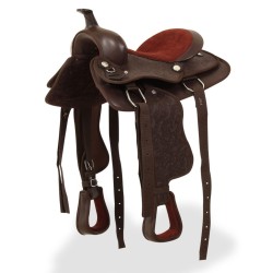 Selle, bridon et col de poitrine Cuir véritable 12 po Marron 