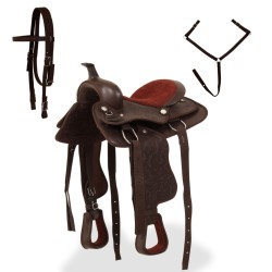 Selle, bridon et col de poitrine Cuir véritable 12 po Marron 