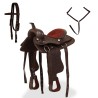 Selle, bridon et col de poitrine Cuir véritable 12 po Marron 