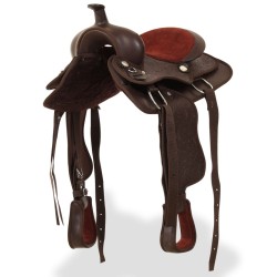 Selle, bridon et col de poitrine Cuir véritable 12 po Marron 