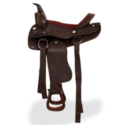 Selle, bridon et col de poitrine Cuir véritable 12 po Marron 
