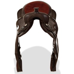 Selle, bridon et col de poitrine Cuir véritable 12 po Marron 