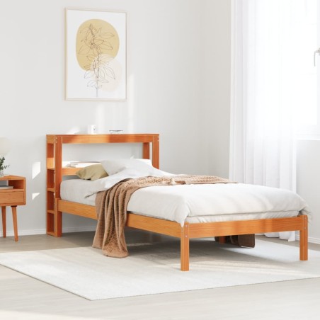 Cadre de lit et tête de lit sans matelas cire marron 100x200 cm 