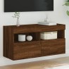 Meuble TV mural avec lumières LED chêne marron 80x30x40 cm 
