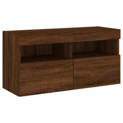 Meuble TV mural avec lumières LED chêne marron 80x30x40 cm 