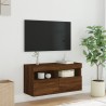 Meuble TV mural avec lumières LED chêne marron 80x30x40 cm 